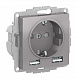 Розетка с 2xUSB SE AtlasDesign алюминий ATN000330