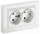 Розетка двойная с заземлением и защитными шторками IEK Brite РСш12-3-БрБ белый BR-R24-16-K01-F