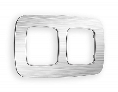 Рамка OMEGA Radian (Серебро Металл шлифованный) на 2 поста OF580102