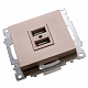 Розетка USB 2-местная (механизм), STEKKER Катрин GLS10-7115-02, 250B, 2,1A, шампань