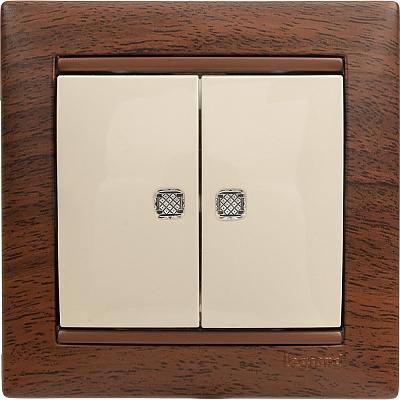 Выключатель двухклавишный с подсветкой бежевый Legrand Valena Classic 774328