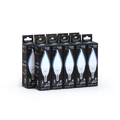 Лампа Gauss Свеча на ветру 9.5W 950lm 4100K E14 LED 104101210 (3 шт)