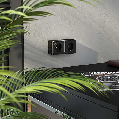 Розетка с заземлением и USB Werkel Gallant черный/хром a057702