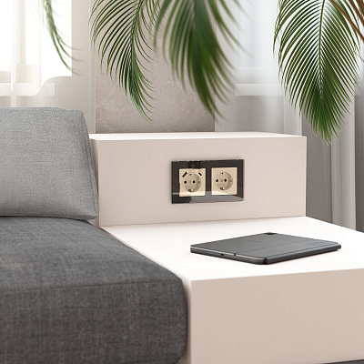 Розетка с заземлением и шторками Werkel айвори акриловый a064061