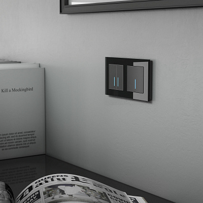 Сенсорный выключатель двухклавишный Werkel черный a057679