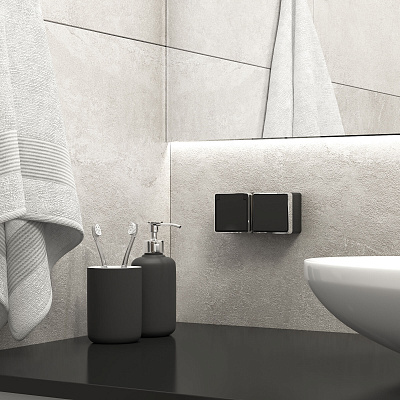 Выключатель одноклавишный влагозащищенный Werkel Gallant черный/хром a050971