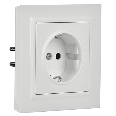 Розетка с заземлением и защитными шторками IEK Brite РСР14-1-0-БрБ белый BR-R14-16-K01-F
