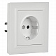 Розетка с заземлением и защитными шторками IEK Brite РСР14-1-0-БрБ белый BR-R14-16-K01-F