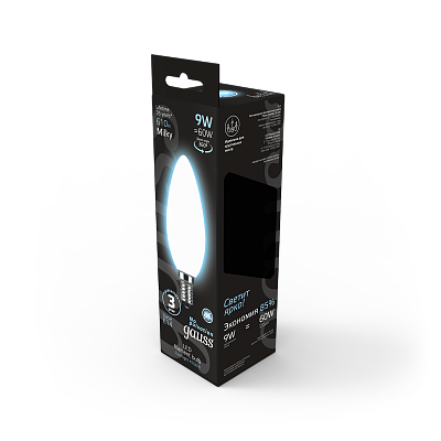Лампа Gauss Filament Свеча 9W 610lm 4100К Е14 LED 103201209