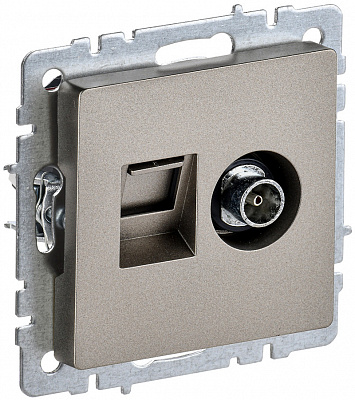 Розетка двойная TV+RJ45 IEK Brite кат.5E РТВ/РК12-БрШ шампань BR-AK20-1-K37