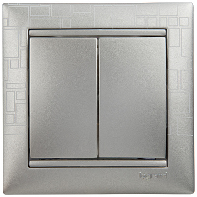 Выключатель двухклавишный алюминий Legrand Valena Classic 770105