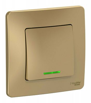 Выключатель одноклавишный SE Blanca с подсветкой титан BLNVS010114