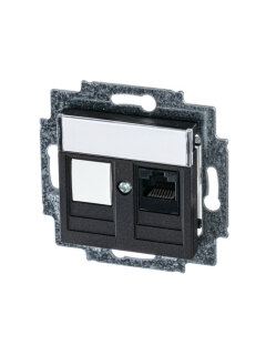 Розетка RJ45 5e ABB Levit антрацит/дымчатый черный 2CHH295117A6063