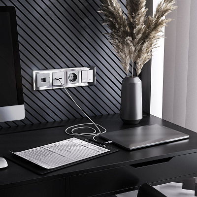 Розетка с заземлением Werkel серебряные a051514