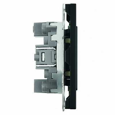 Розетка TV + компьютерная RJ-45 (механизм), STEKKER Эмили, RST00-5106-05, черный уголь, soft touch
