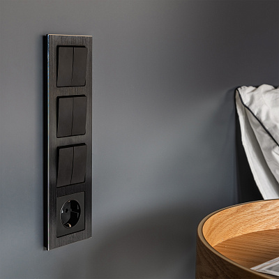 Выключатель двухклавишный проходной Werkel W1122008 черный a051621