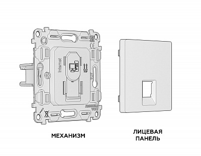 Комплект механизма компьютерной розетки ALFA MA312010 Бежевый глянец RJ-45(8P8C) CAT6 с защитной шторкой QUANT