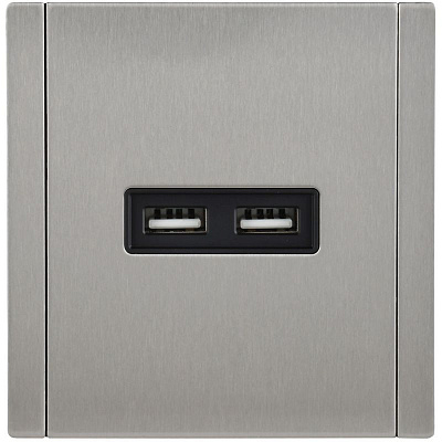Розетка USB A+A 3,1А IEK FORTE&PIANO FP749M FP-U21-D31-M-K50 металл никель