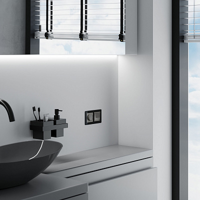 Розетка с заземлением, шторками и защитной крышкой Werkel графит акриловый a064092