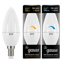 Лампа Gauss Свеча 7W 560lm 3000К Е14 LED 103101107-D