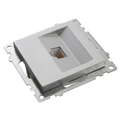 Розетка компьютерная 1-местная RJ-45 (механизм), STEKKER Катрин GLS00-7107-03, серебро