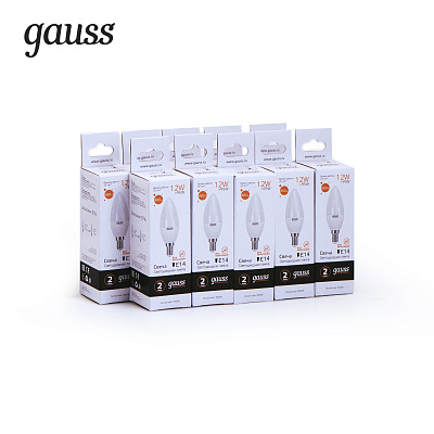 Лампа Gauss Elementary Свеча 12W 880lm 3000K Е14 LED 33112 (3 шт)