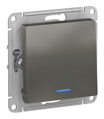 Выключатель одноклавишный SE AtlasDesign с подсветкой механизм сталь ATN000913