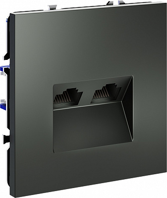 Розетка компьютерная двойная встраиваемая VOLTUM S70  RJ45+RJ45 категория 6  VLS060206, титан