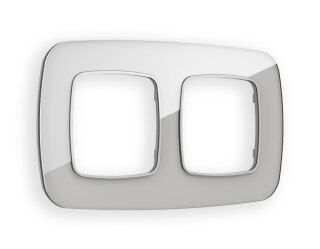 Рамка OMEGA Radian (Серебро Стекло органическое) на 2 поста OF320402