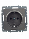 Розетка с заземлением и защитными шторками IEK Brite РС14-1-0-БрС сталь BR-R14-16-K46
