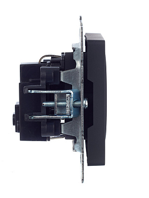 Розетка с заземлением и защитными шторками IEK Brite РС14-1-0-БрГ графит BR-R14-16-K53