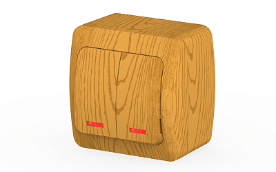 Выключатель двухклавишный с/п EL-BI ALSU бук 504-010700-203