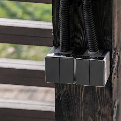 Выключатель двухклавишный влагозащищенный Werkel Gallant графит рифленый a051336