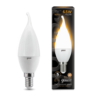 Лампа Gauss Свеча на ветру 6.5W 520lm 3000K E14 LED 104101107 (5 шт)