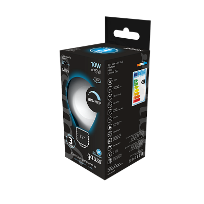 Лампа Gauss Filament А160 10W 890lm 4100К Е27 LED 179202210-D (3 шт)