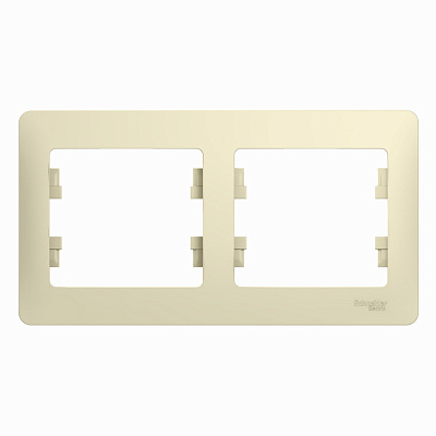 Рамка для розетки на 2 поста бежевая SE Glossa GSL000202
