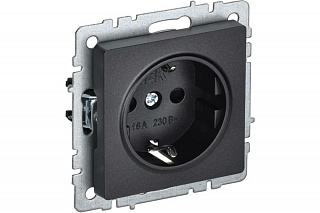 Розетка с заземлением IEK Brite РС11-1-0-БрЧ черный BR-R11-16-K02