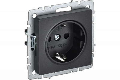 Розетка с заземлением IEK Brite РС11-1-0-БрЧ черный BR-R11-16-K02