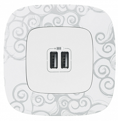 Розетка 2USB 240В/5В 1500мА с лицевой панелью белое Legrand Valena Alure 754995