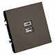 Розетка 2-местная USB + Type C (механизм), STEKKER Эмили, 250В, 20W, RST10-5115-09, антрацит, soft touch