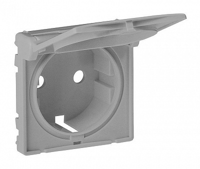 Накладка на розетку c заземлением и крышкой алюминий Legrand Valena Life 754842