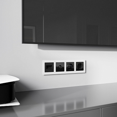 Накладка для двойной розетки RJ-45 Werkel черный акриловый a064021