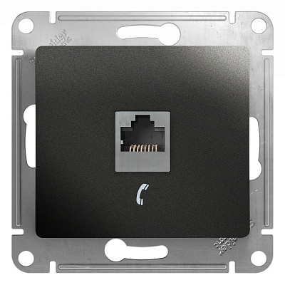 Розетка RJ11 антрацит SE Glossa GSL000781T