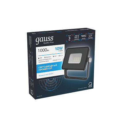 Прожектор Gauss Qplus 10W 1000lm 6500K 200-240V LED 613511310