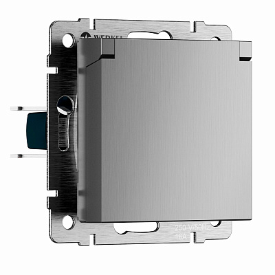 Розетка IP44 с заземлением, с защитной крышкой и шторками N Werkel серебряный рифленый W1171209 a069602