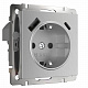 Розетка с заземлением и USB Werkel серебряный рифленый a056277