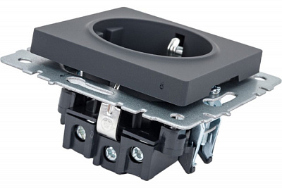 Розетка с заземлением IEK Brite РС11-1-0-БрГ графит BR-R11-16-K53