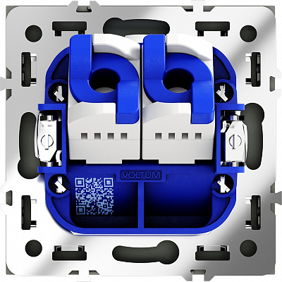 Розетка компьютерная двойная встраиваемая VOLTUM S70  RJ45+RJ45 категория 6  VLS060206, титан