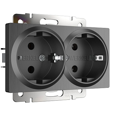 Розетка двойная с заземлением Werkel графит рифленый a050745