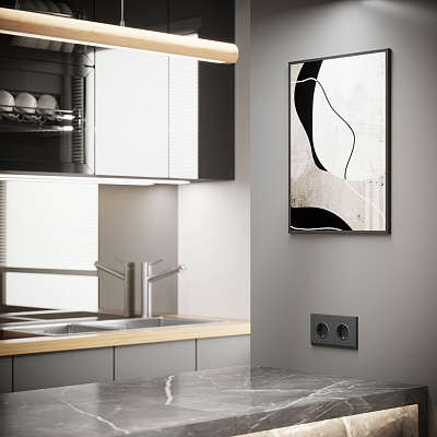 Розетка с заземлением и шторками Werkel графит матовый a063104